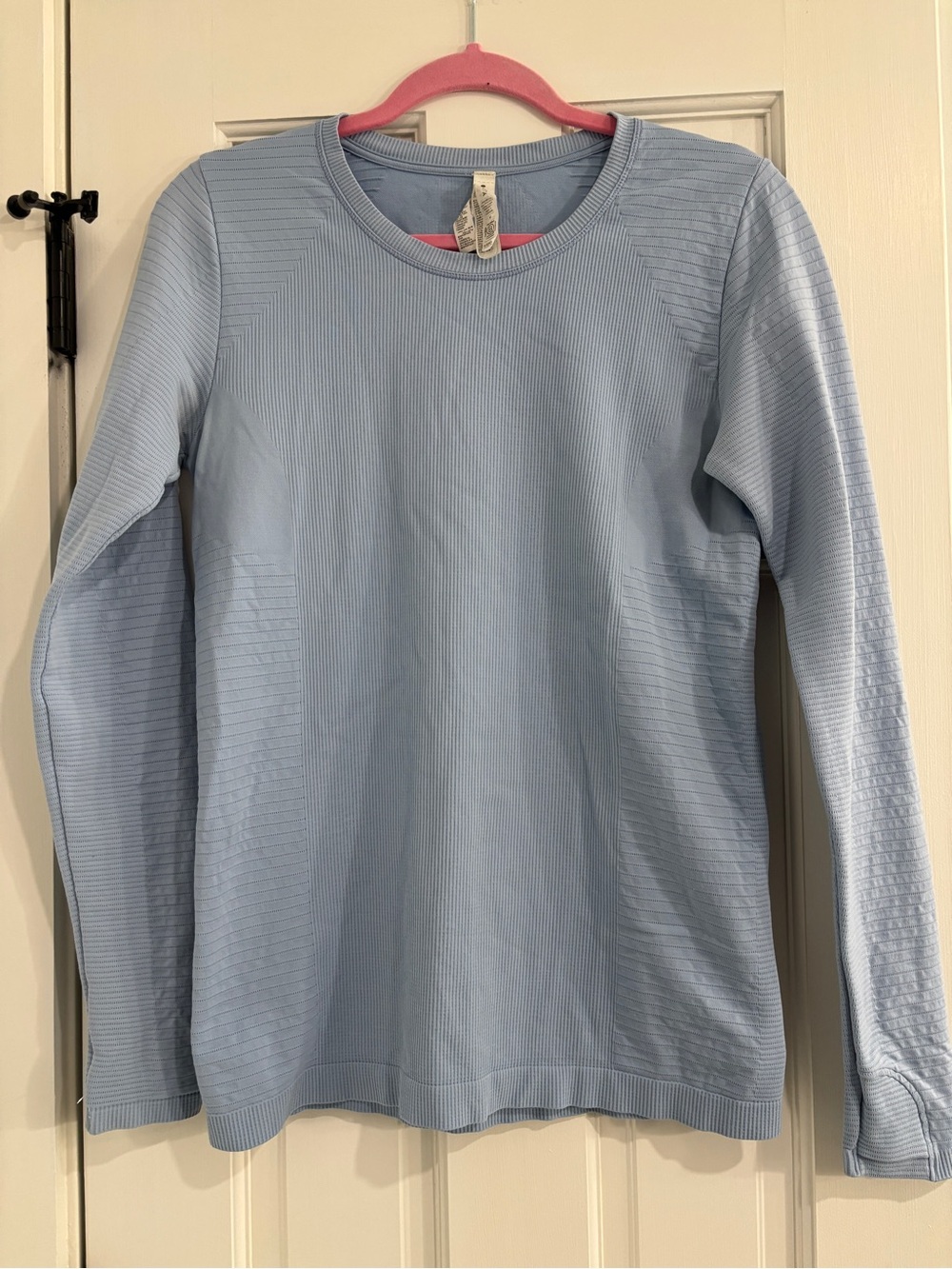 Athleta blue ribbed long sleeve performance top - Size Medium